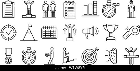 Trainer Symbole gesetzt, outline Style Stock Vektor