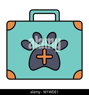 Medical Kit Veterinär mit pfotenabdruck Vector Illustration Design Stock Vektor
