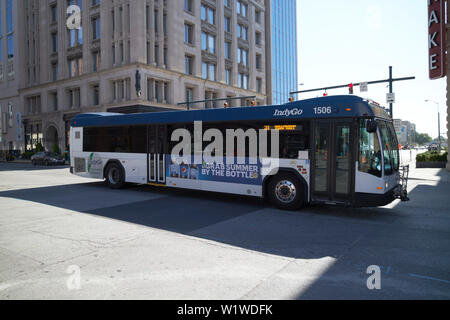 Indygo Bus in der Innenstadt von Indianapolis Indiana USA Stockfoto