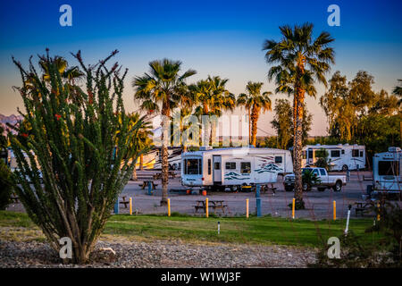 Yuma, AZ, USA - April 4, 2017: Genießen Sie die Aussicht von unserem RV Bann Stockfoto