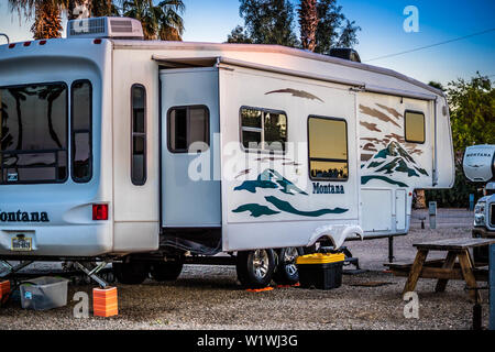 Yuma, AZ, USA - April 4, 2017: Genießen Sie die Aussicht von unserem RV Bann Stockfoto