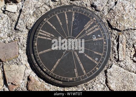 Nahaufnahme von Abstand Marker auf dem Berg Gladstone Stockfoto