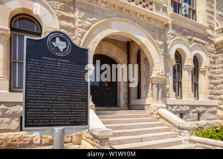 VICTORIA, Texas - Juni 9, 2019 - Historische Victoria County Courthouse in 1823 gebaut Stockfoto