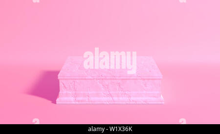 Einen leeren rechteckigen Marmor Stein Trophäe Base auf einem isolierten Lachs pink studio Umgebung - 3D-Rendering Stockfoto