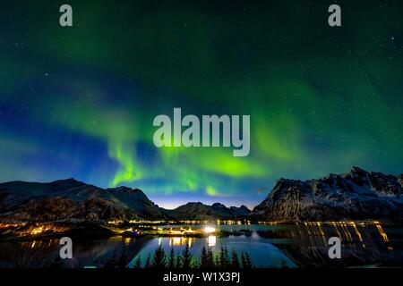 Aurora Borealis, Northern lights oben Laupstad, Austvagoy, Lofoten, Norwegen Stockfoto