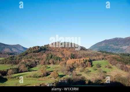 Atemberaubende Herbst Landschaft Bild der Blick von catbells in der Nähe von Derwentwater im Lake District mit lebendigen Farben des Herbstes alle rund um den contrysi Stockfoto