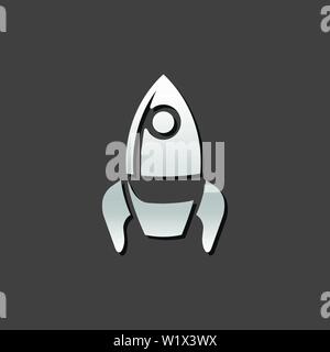 Rocket Symbol in metallic grau farbe Stil. Start Start Stock Vektor