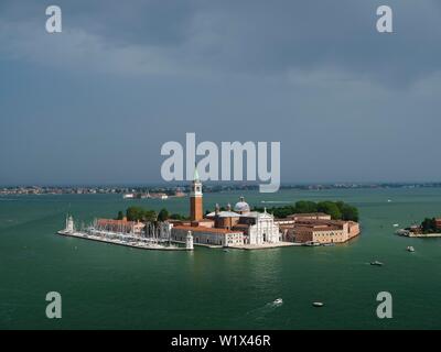 Blick auf die Kirche San Giorgio Maggiore, Isola di San Giorgio Maggiore, Venedig, Venetien, Italien Stockfoto