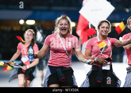 Neapel, Italien. 3. Juli 2019. Mitglieder der belgischen Delegation März während der Eröffnungszeremonie des 30 Universiade in Neapel, Italien, 3. Juli 2019. Credit: Zheng Huansong/Xinhua/Alamy leben Nachrichten Stockfoto