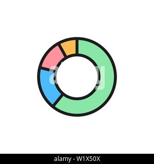 Kreis Diagramm flachen Farbe Symbol. Auf weissem Hintergrund Stock Vektor