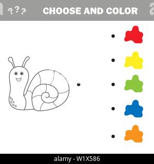 Färbung Seite Umrisse von Cartoon Schnecke. Vector Illustration, Malbuch für Kinder. Lernspiele für Kinder. Stock Vektor