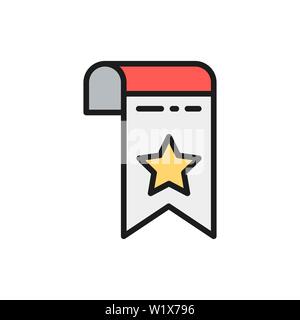 Vektor Lesezeichen, Webseite marker Flachbild Color Line Symbol. Stock Vektor