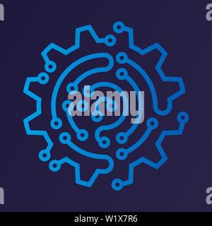 Vector Illustration. Industrie 4.0 Symbol in blauen Farbtönen. Isolierte und geometrischen Stock Vektor