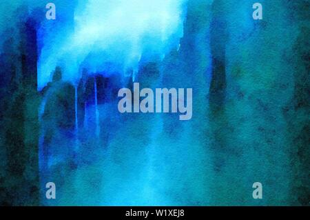 Blaues Licht Abstrakte Textur Lange Belichtung Aquarell Malerei Hintergrund Stockfoto