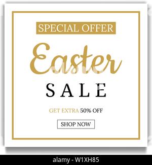 Ostern Verkauf Banner Vorlage Hintergrund. Quadratischen Rahmen. Gutschein, Wallpaper, Flyer, Einladungen, Poster, Broschüre, Coupon Rabatt, Grußkarte. Vektor Stock Vektor