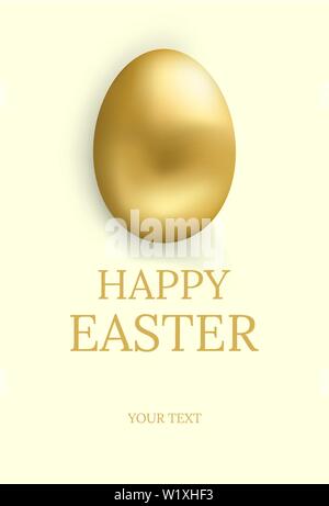 Ostern Karte. Frohe Ostern gruss Karte mit goldenen Ei und Platz für Text. Vector Illustration. Stock Vektor