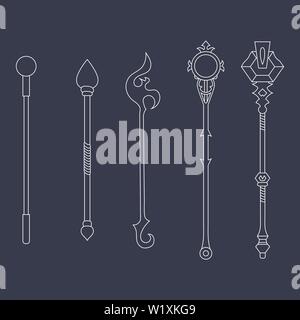 Satz von Personal Symbole isoliert auf weißem Hintergrund. Magische Waffe. Vector Illustration für Ihr Design, Game, Karte, Web. Stock Vektor