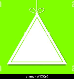 Mockup. Dreieck Schablone mit Platz für Text auf UFO-grünen Hintergrund isoliert. Vector Illustration für Ihr Design. Stock Vektor