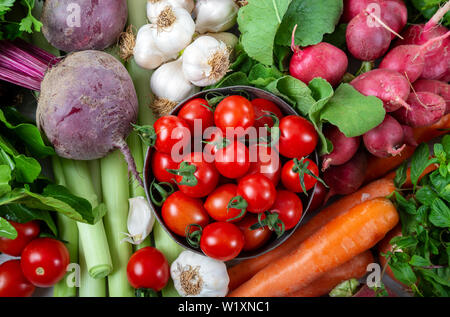 Rohes Gemüse, Hintergrund Stockfoto