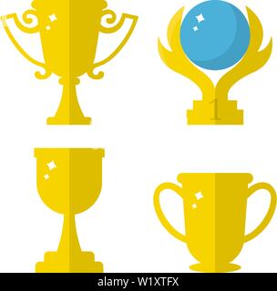Der Vektor Sieger Trophy Cup Symbole. Flache goldene Trophäe Symbol isoliert auf weißem Hintergrund. Vector Illustration für Ihr Design, Web. Stock Vektor