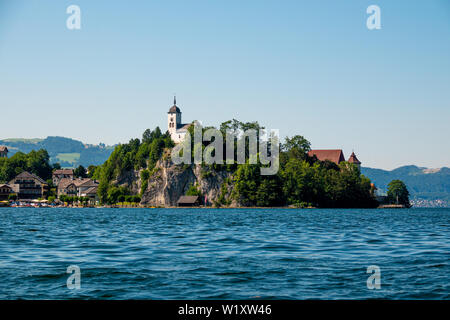 Johannesberg Kapelle, Traunkirchen und Traunsee im Salzkammergut, Österreich Stockfoto