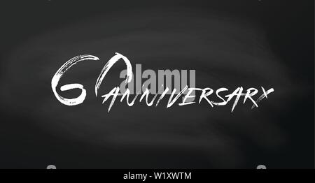 60. Jahrestag logo Konzept. 60 Jahre geburtstag Symbol. Isolierte goldenen Zahlen auf schiefertafel Hintergrund. Vector Illustration. EPS 10. Stock Vektor