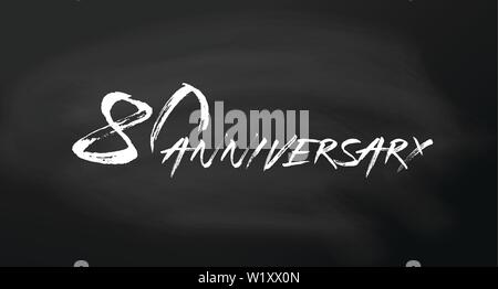 80. Jahrestag logo Konzept. 80 Jahre geburtstag Symbol. Isolierte goldenen Zahlen auf schiefertafel Hintergrund. Vector Illustration. EPS 10. Stock Vektor