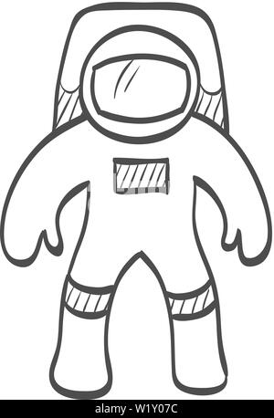 Astronaut Symbol in doodle Skizze Linien. Die Erforschung des Weltraums, Schutzausrüstung, Sicherheit Stock Vektor