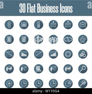 Set von 30 Vektor Flachbild Business Icons. Wirtschaft, Finanzen, Management, Zeit, Support, Service. Vector Illustration für Ihr Design, Web-, App. Stock Vektor