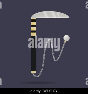 Kusarigama Symbol. Ninja Waffe. Samurai. Cartoon Stil. Sauber und modern Vector Illustration für Design, Web. Stock Vektor