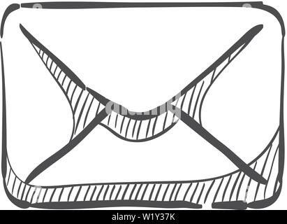 Symbol "E-Mail" in doodle Skizze Linien. Umschlag öffnen Stock Vektor