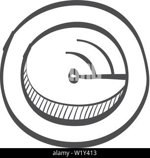 Radar Symbol in doodle Skizze Linien. Instrument Detektor militärische feindliche Bedrohung zur Berechnung der Entfernung Stock Vektor