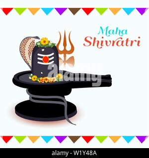 Vector Illustration eines Hintergrund für Happy Maha Shivratri Grußkarte Design. Stockfoto