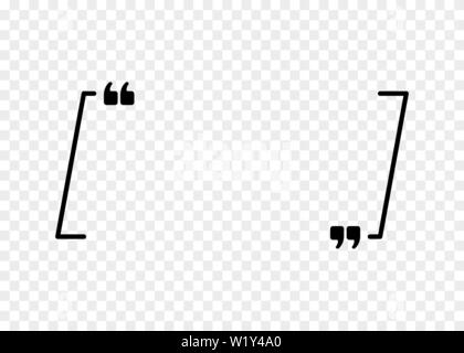 Vector Angebot anmelden. Zitat Absatz Symbol. Sprechblase, leere Rahmen für citation Symbol auf transparentem Hintergrund isoliert Stock Vektor