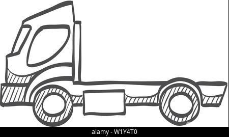 Leere Behälter Hubwagen Symbol in doodle Skizze Linien. Automobil Automobilindustrie logistischen Verteilung Versand Stock Vektor