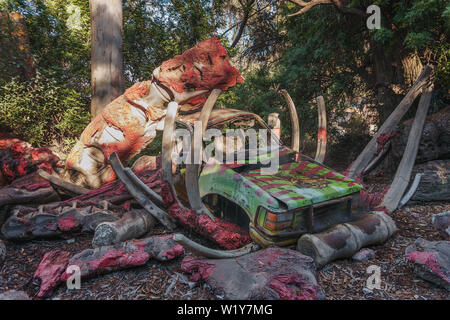 Szene aus dem Film Jurassic Park in den Universal Studios Hollywood angeordnet Stockfoto