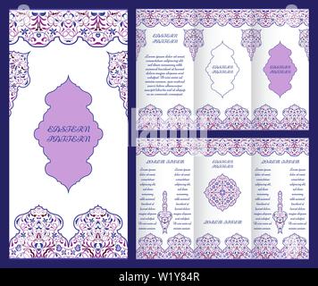Helle vintage Booklet mit dekorativem Ornament im orientalischen Stil. Vektor Vorlage für die Einladung gestalten, Seitenlayouts, Broschüren, Flyer. Lila fram Stock Vektor
