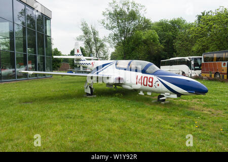 WSK TS 11 bis DF Iskra, Zweisitzer Trainer- und Aufklärungsflugzeug, Krakau, Polen, Europa. Stockfoto