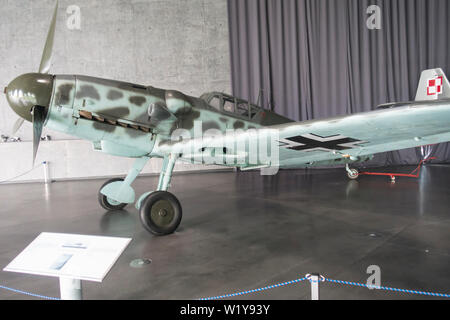 Messerschmitt BF 109G-6 Einsitzjäger im Polnischen Luftmuseum Krakau, Polen, Europa. Stockfoto