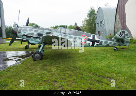 Deutsche Messerschmitt Bf 109 Kampfflugzeuge gebaut um 1943, Polnische Luftfahrtmuseum Krakau, Polen, Europa. Stockfoto