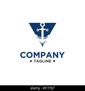 Anchor Logo Design Vector. Symbol für maritime Symbol oder Ocean Business Stockfoto
