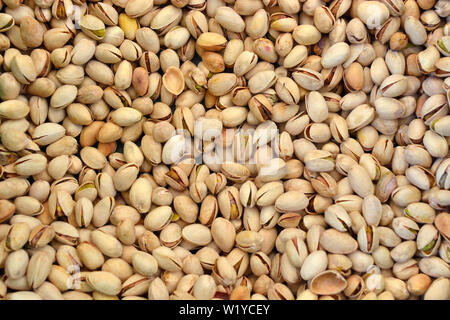 Textur von Pistazien in Flach Winkel. Stockfoto
