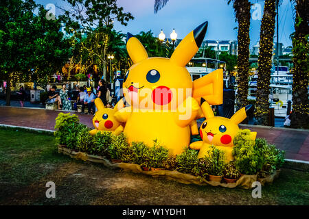 Singapur - May 30, 2019: Singapurs größte Pokémon Karneval am Sentosa Cove. Der Karneval ist vom 15. bis 30. Stockfoto