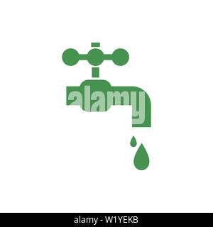 Wasser mit fallenden Tropfen tippen. Grüne ökologische unterzeichnen. Schutz der Planeten. Vector Illustration für Design. Stock Vektor