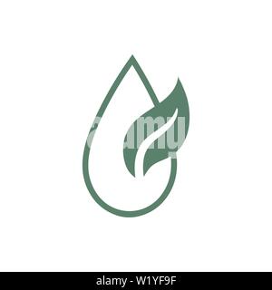 Wassertropfen mit Blatt Symbol. Grüne ökologische unterzeichnen. Schutz der Planeten. Sparen wasser Ressource. Vector Illustration für Design. Stock Vektor