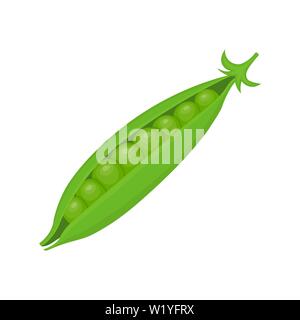 Frische Erbsen Gemüse auf weißem Hintergrund. Pea Symbol für Markt-, Rezept Design. Ökologische Lebensmittel. Cartoon Stil. Sauber und modern Vektor illus Stock Vektor