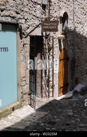 Toiletten publiques - öffentliche Toiletten - in Saint-Paul-de-Vence, Frankreich Stockfoto