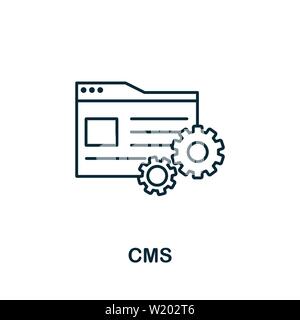 CMS-Umrisssymbol. Thin Line Concept Element aus der Sammlung von Content Icons. Creative CMS-Symbol für mobile Apps und die Nutzung im Internet Stock Vektor