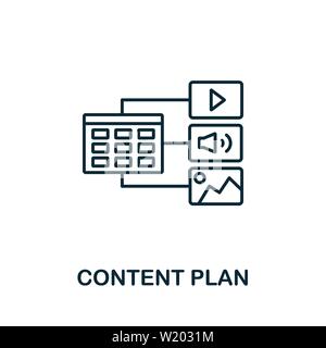 Symbol für die Gliederung des Inhaltsplans. Thin Line Concept Element aus der Sammlung von Content Icons. Symbol für den Plan für kreative Inhalte für mobile Apps und die Nutzung im Internet Stock Vektor