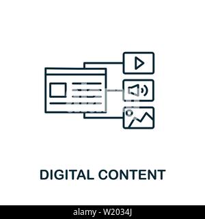 Umrisssymbol für digitale Inhalte. Thin Line Concept Element aus der Sammlung von Content Icons. Symbol für kreative digitale Inhalte für mobile Apps und die Nutzung im Internet Stock Vektor
